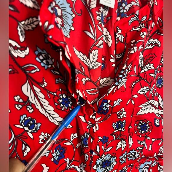 NWT Liz Claiborne Red Floral Split Crew Neck Blouse Sz XXL (20) - Picture 4 of 10
